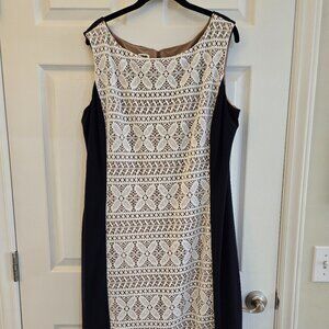 Anne Klein Womens Navy Crochet Lace Sleeveless Dress Plus Size 22W